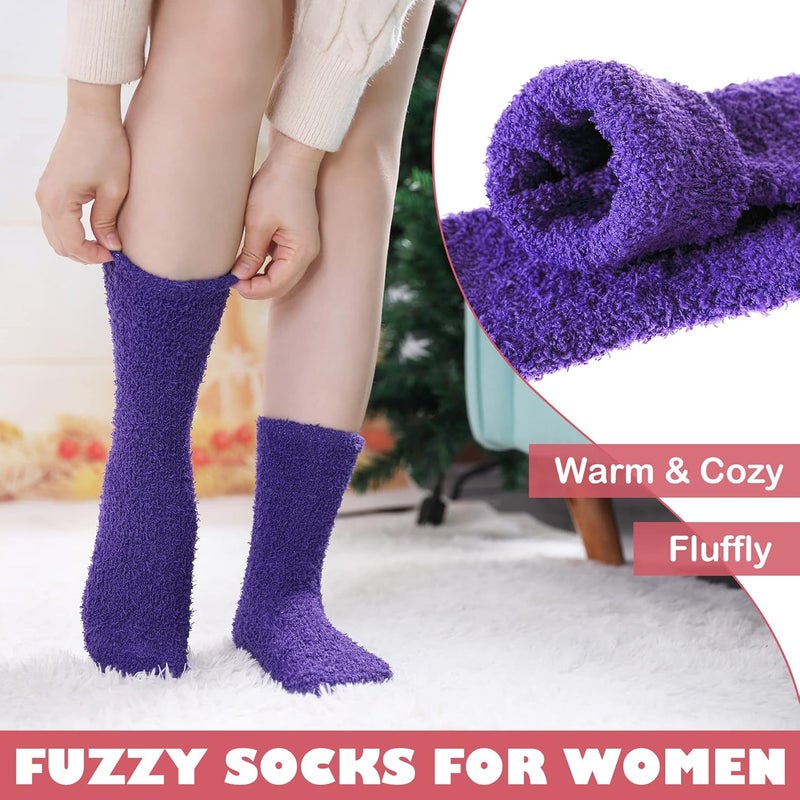 LINEMIN Womens Fuzzy Socks Cozy Fluffy Winter Warm Slipper Socks Microfiber Soft Home Sleeping Socks - Image 4